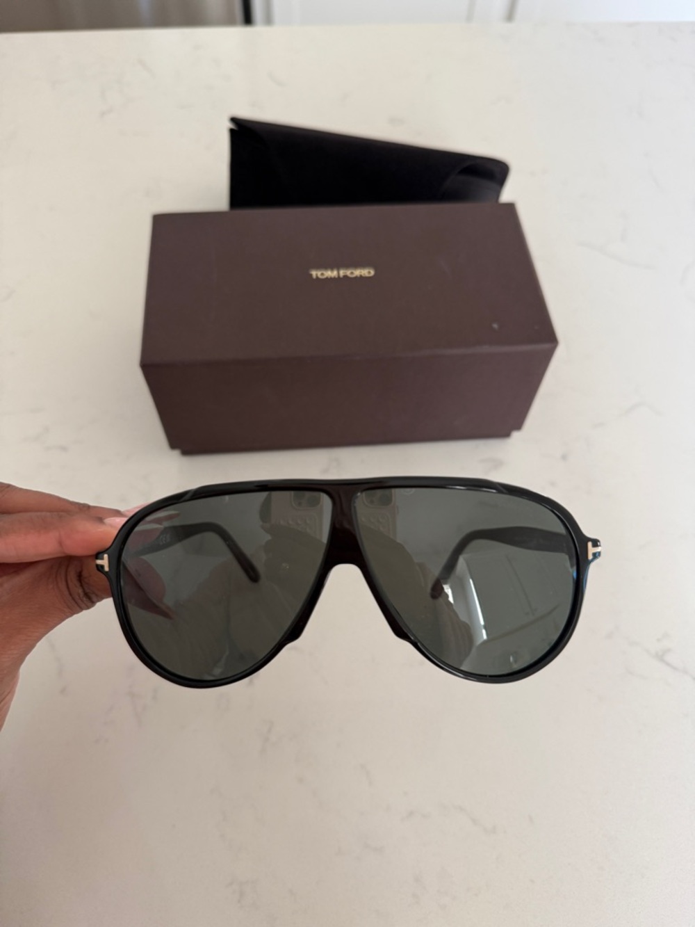 Tom Ford Black Aviator Sunglasses with Gray Lenses